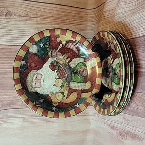 Susan Winget Santa Plates Set of 4